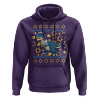 Funny Hanukkah Dinosaur Lover Ugly Sweater Hoodie Festival Of Lights Gift - Wonder Print Shop