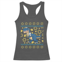Funny Hanukkah Dinosaur Lover Ugly Sweater Racerback Tank Top Festival Of Lights Gift - Wonder Print Shop