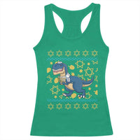 Funny Hanukkah Dinosaur Lover Ugly Sweater Racerback Tank Top Festival Of Lights Gift - Wonder Print Shop