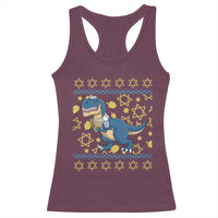 Funny Hanukkah Dinosaur Lover Ugly Sweater Racerback Tank Top Festival Of Lights Gift - Wonder Print Shop