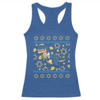 Funny Hanukkah Dinosaur Lover Ugly Sweater Racerback Tank Top Festival Of Lights Gift - Wonder Print Shop
