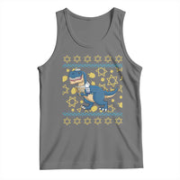 Funny Hanukkah Dinosaur Lover Ugly Sweater Tank Top Festival Of Lights Gift - Wonder Print Shop