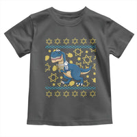 Funny Hanukkah Dinosaur Lover Ugly Sweater Toddler T Shirt Festival Of Lights Gift - Wonder Print Shop