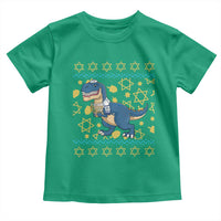 Funny Hanukkah Dinosaur Lover Ugly Sweater Toddler T Shirt Festival Of Lights Gift - Wonder Print Shop
