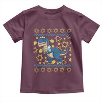 Funny Hanukkah Dinosaur Lover Ugly Sweater Toddler T Shirt Festival Of Lights Gift - Wonder Print Shop