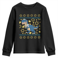 Funny Hanukkah Dinosaur Lover Ugly Sweater Youth Sweatshirt Festival Of Lights Gift - Wonder Print Shop