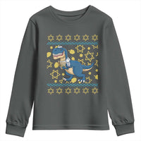 Funny Hanukkah Dinosaur Lover Ugly Sweater Youth Sweatshirt Festival Of Lights Gift - Wonder Print Shop