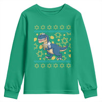 Funny Hanukkah Dinosaur Lover Ugly Sweater Youth Sweatshirt Festival Of Lights Gift - Wonder Print Shop