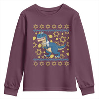 Funny Hanukkah Dinosaur Lover Ugly Sweater Youth Sweatshirt Festival Of Lights Gift - Wonder Print Shop