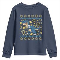 Funny Hanukkah Dinosaur Lover Ugly Sweater Youth Sweatshirt Festival Of Lights Gift - Wonder Print Shop