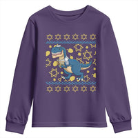 Funny Hanukkah Dinosaur Lover Ugly Sweater Youth Sweatshirt Festival Of Lights Gift - Wonder Print Shop
