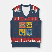 Hanukkah V-Neck Knit Sweater Vest Festival Of Lights Dreidel Menorah Candle Star Gift - Wonder Print Shop