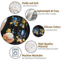 Hanukkah Celebration Throw Blanket Menorah Star Of David Candle Dreidel Gift - Wonder Print Shop