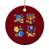 Hanukkah Celebration Ceramic Ornament Menorah Star Of David Candle Dreidel Gift - Wonder Print Shop