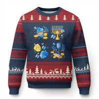 Hanukkah Celebration Ugly Christmas Sweater Menorah Star Of David Candle Dreidel Gift - Wonder Print Shop