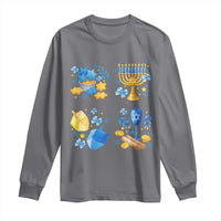 Hanukkah Celebration Long Sleeve Shirt Menorah Star Of David Candle Dreidel Gift - Wonder Print Shop