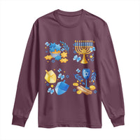 Hanukkah Celebration Long Sleeve Shirt Menorah Star Of David Candle Dreidel Gift - Wonder Print Shop