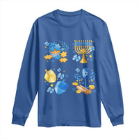 Hanukkah Celebration Long Sleeve Shirt Menorah Star Of David Candle Dreidel Gift - Wonder Print Shop