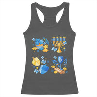 Hanukkah Celebration Racerback Tank Top Menorah Star Of David Candle Dreidel Gift - Wonder Print Shop
