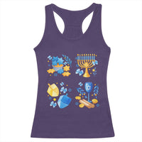 Hanukkah Celebration Racerback Tank Top Menorah Star Of David Candle Dreidel Gift - Wonder Print Shop