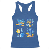 Hanukkah Celebration Racerback Tank Top Menorah Star Of David Candle Dreidel Gift - Wonder Print Shop