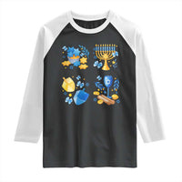 Hanukkah Celebration Raglan Shirt Menorah Star Of David Candle Dreidel Gift - Wonder Print Shop