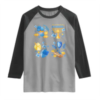 Hanukkah Celebration Raglan Shirt Menorah Star Of David Candle Dreidel Gift - Wonder Print Shop