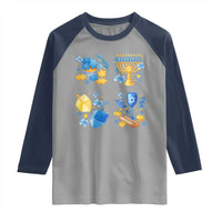Hanukkah Celebration Raglan Shirt Menorah Star Of David Candle Dreidel Gift - Wonder Print Shop