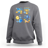 Hanukkah Celebration Sweatshirt Menorah Star Of David Candle Dreidel Gift - Wonder Print Shop