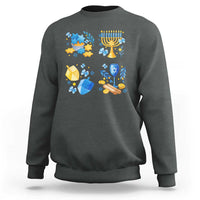 Hanukkah Celebration Sweatshirt Menorah Star Of David Candle Dreidel Gift - Wonder Print Shop