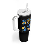 Hanukkah Celebration Tumbler With Handle Menorah Star Of David Candle Dreidel Gift - Wonder Print Shop