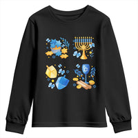 Hanukkah Celebration Youth Sweatshirt Menorah Star Of David Candle Dreidel Gift - Wonder Print Shop