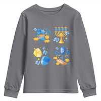 Hanukkah Celebration Youth Sweatshirt Menorah Star Of David Candle Dreidel Gift - Wonder Print Shop