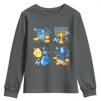 Hanukkah Celebration Youth Sweatshirt Menorah Star Of David Candle Dreidel Gift - Wonder Print Shop