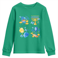 Hanukkah Celebration Youth Sweatshirt Menorah Star Of David Candle Dreidel Gift - Wonder Print Shop