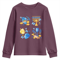 Hanukkah Celebration Youth Sweatshirt Menorah Star Of David Candle Dreidel Gift - Wonder Print Shop