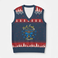 Coquette Hanukkah Menorah Bow V-Neck Knit Sweater Vest Not Today Santa Jewish Holiday Gift - Wonder Print Shop
