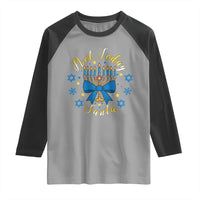 Coquette Hanukkah Menorah Bow Raglan Shirt Not Today Santa Jewish Holiday Gift - Wonder Print Shop