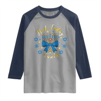 Coquette Hanukkah Menorah Bow Raglan Shirt Not Today Santa Jewish Holiday Gift - Wonder Print Shop