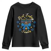 Coquette Hanukkah Menorah Bow Youth Sweatshirt Not Today Santa Jewish Holiday Gift - Wonder Print Shop