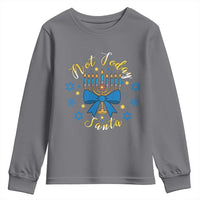 Coquette Hanukkah Menorah Bow Youth Sweatshirt Not Today Santa Jewish Holiday Gift - Wonder Print Shop