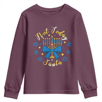 Coquette Hanukkah Menorah Bow Youth Sweatshirt Not Today Santa Jewish Holiday Gift - Wonder Print Shop