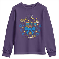 Coquette Hanukkah Menorah Bow Youth Sweatshirt Not Today Santa Jewish Holiday Gift - Wonder Print Shop