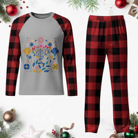 Hanukkah Floral Menorah Plaid Pajama Set Jewish Gift For Women - Wonder Print Shop