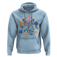 Hanukkah Floral Menorah Hoodie Jewish Gift For Women - Wonder Print Shop