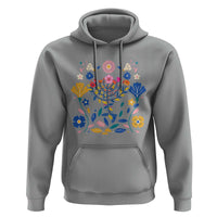 Hanukkah Floral Menorah Hoodie Jewish Gift For Women - Wonder Print Shop