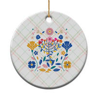 Hanukkah Floral Menorah Ceramic Ornament Jewish Gift For Women - Wonder Print Shop