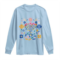 Hanukkah Floral Menorah Long Sleeve Shirt Jewish Gift For Women - Wonder Print Shop