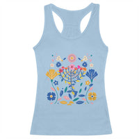 Hanukkah Floral Menorah Racerback Tank Top Jewish Gift For Women - Wonder Print Shop