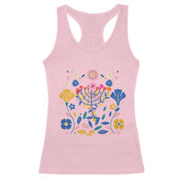 Hanukkah Floral Menorah Racerback Tank Top Jewish Gift For Women - Wonder Print Shop